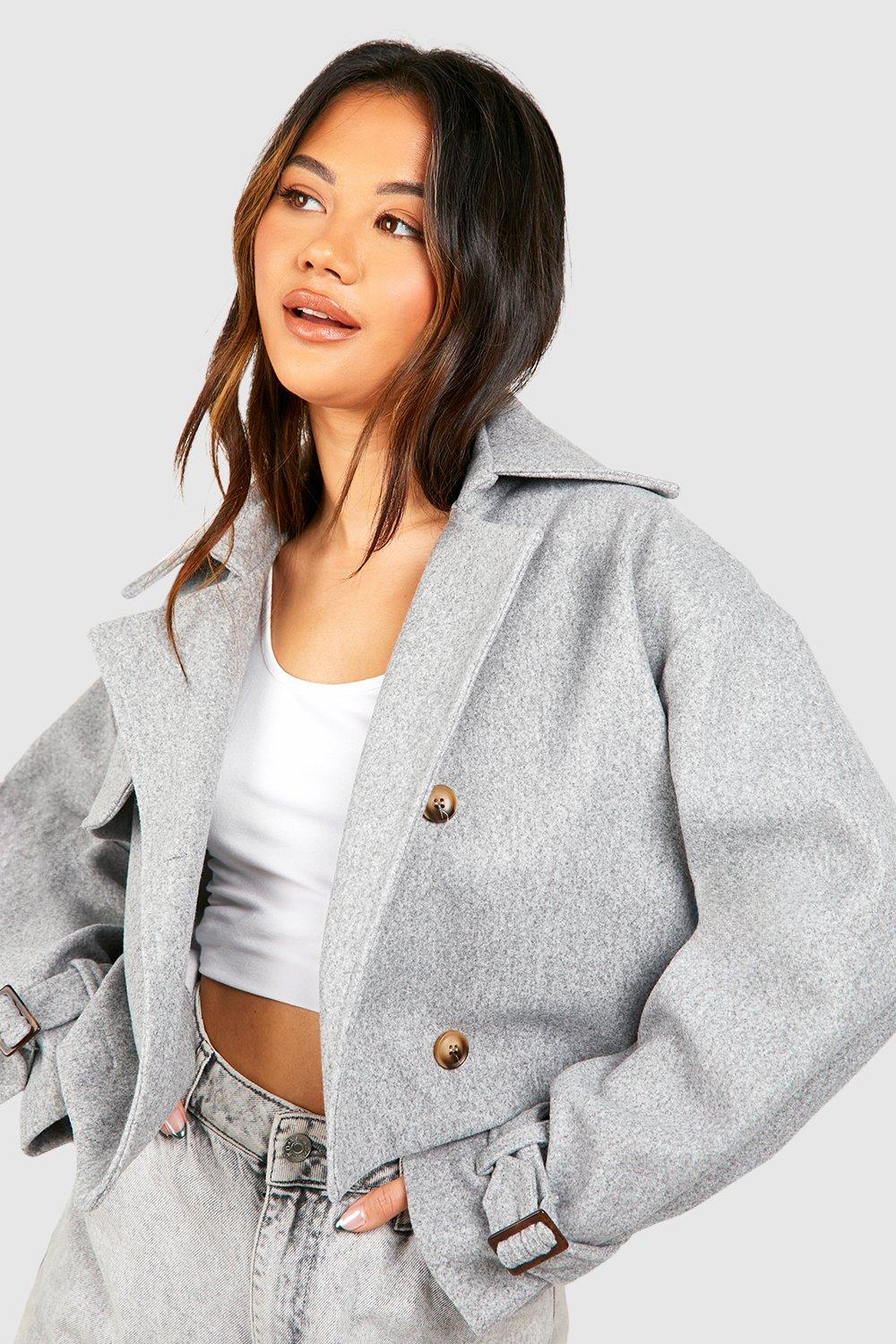 Cropped wool 2024 coat womens